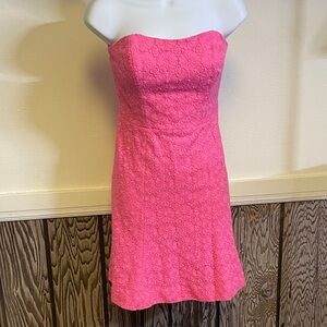 Lilly Pulitzer Strapless Bright Pink Cocktail Dress